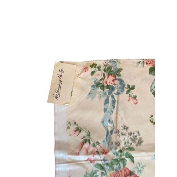 Vintage Ramm Fabric  Sample 35 1/4" x 25"  Pink Roses & Blue Ribbons Cotton Romn - Picture 2 of 6